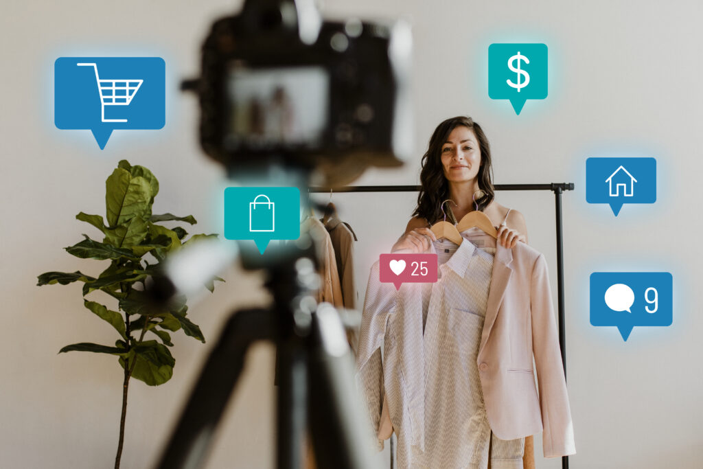 mujer livestreaming campaña de shopping online